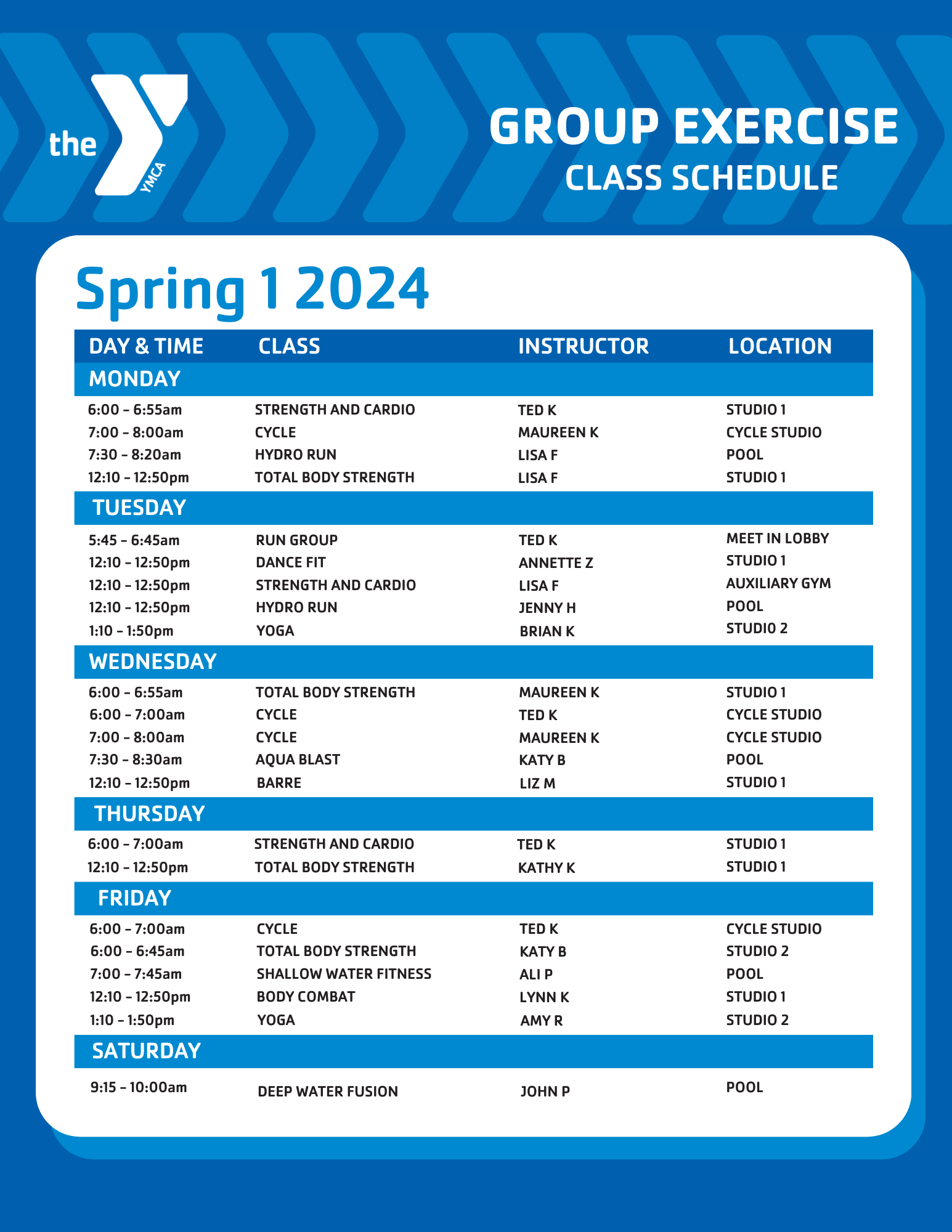 Schedules YMCA OF CENTRAL NEW YORK